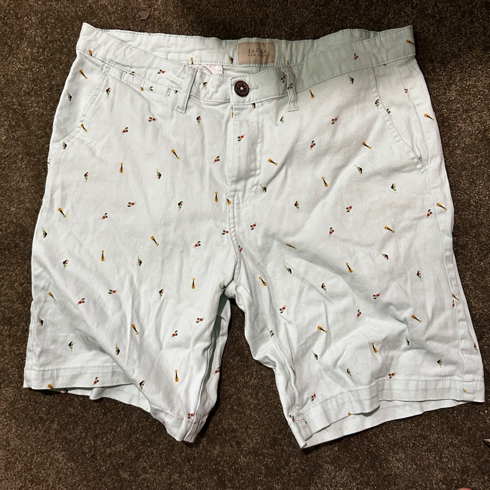 Jachs Green Flat Front Shorts Casual Summer Wear